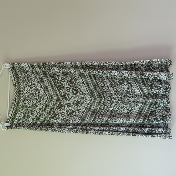 CB Established 1962 Boho Maxi Y2K Skirt L Green Pattern A-Line - Picture 5 of 12